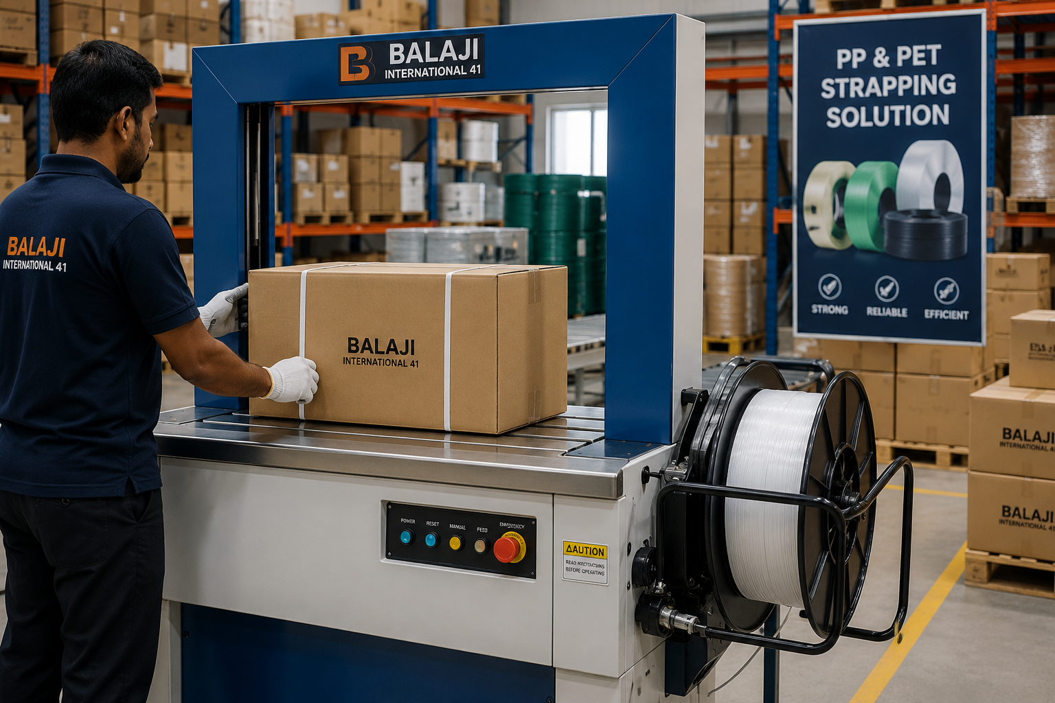 Industrial Strapping Machine for PP and PET Strap Packaging